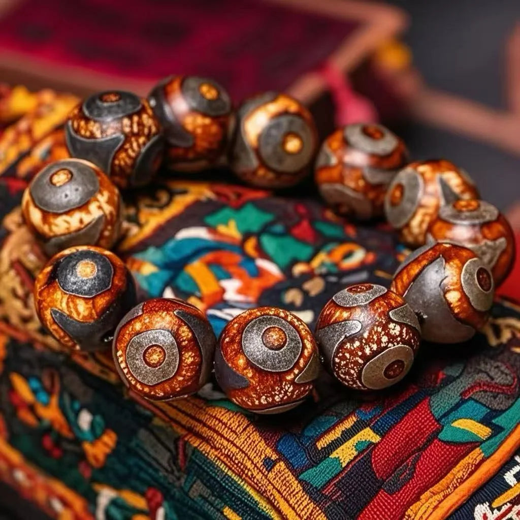 Sovereign Crown Nine-Eye Dzi Bracelet — All Eyes, All Energies, One Wrist