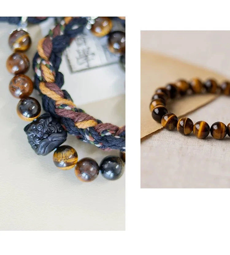 Tibetan Resolve Tiger Eye Bracelet — Bonded in Gold, Worn in Spirit