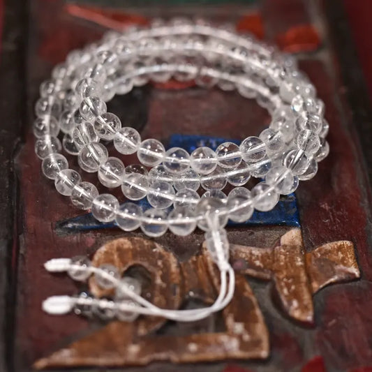 Clear Light 108 Quartz Mala — One Breath, One Bead