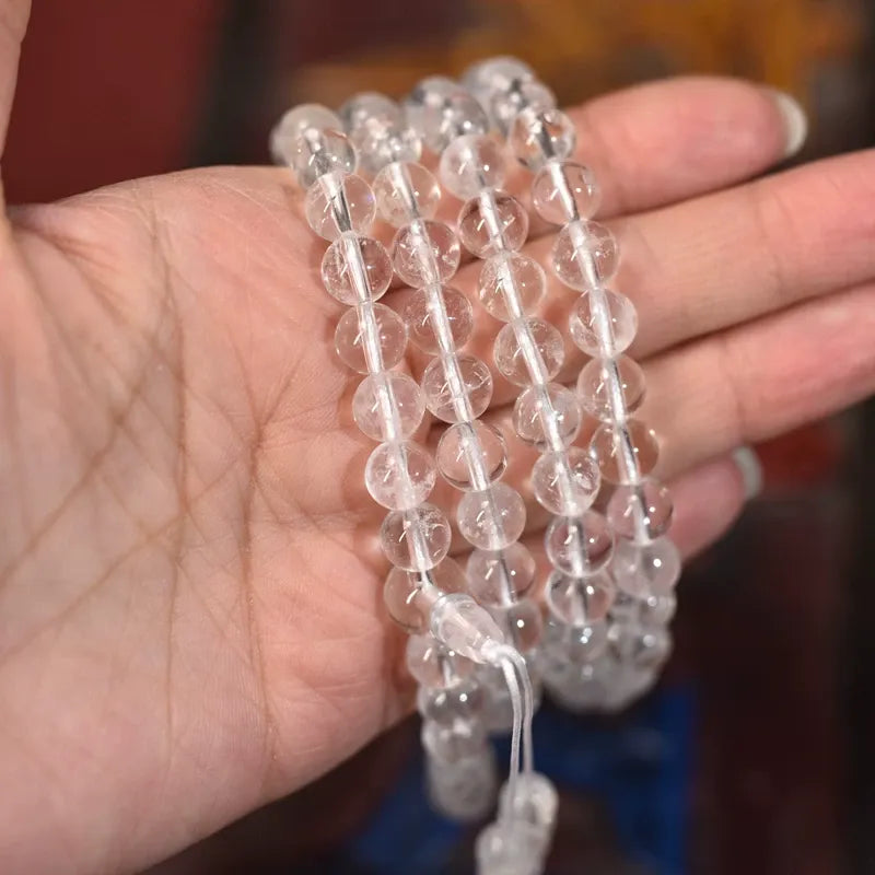 Clear Light 108 Quartz Mala — One Breath, One Bead