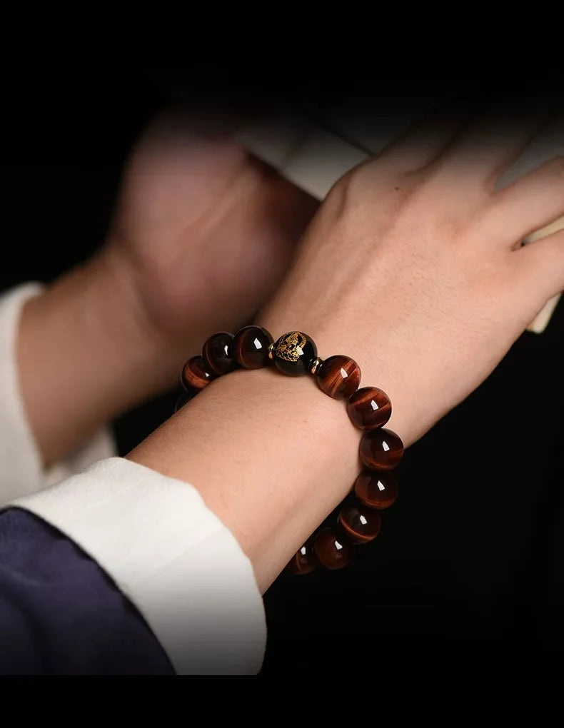 Ember Earth Red-Gold Tiger Eye Bracelet — Fire Lines, Stone Core