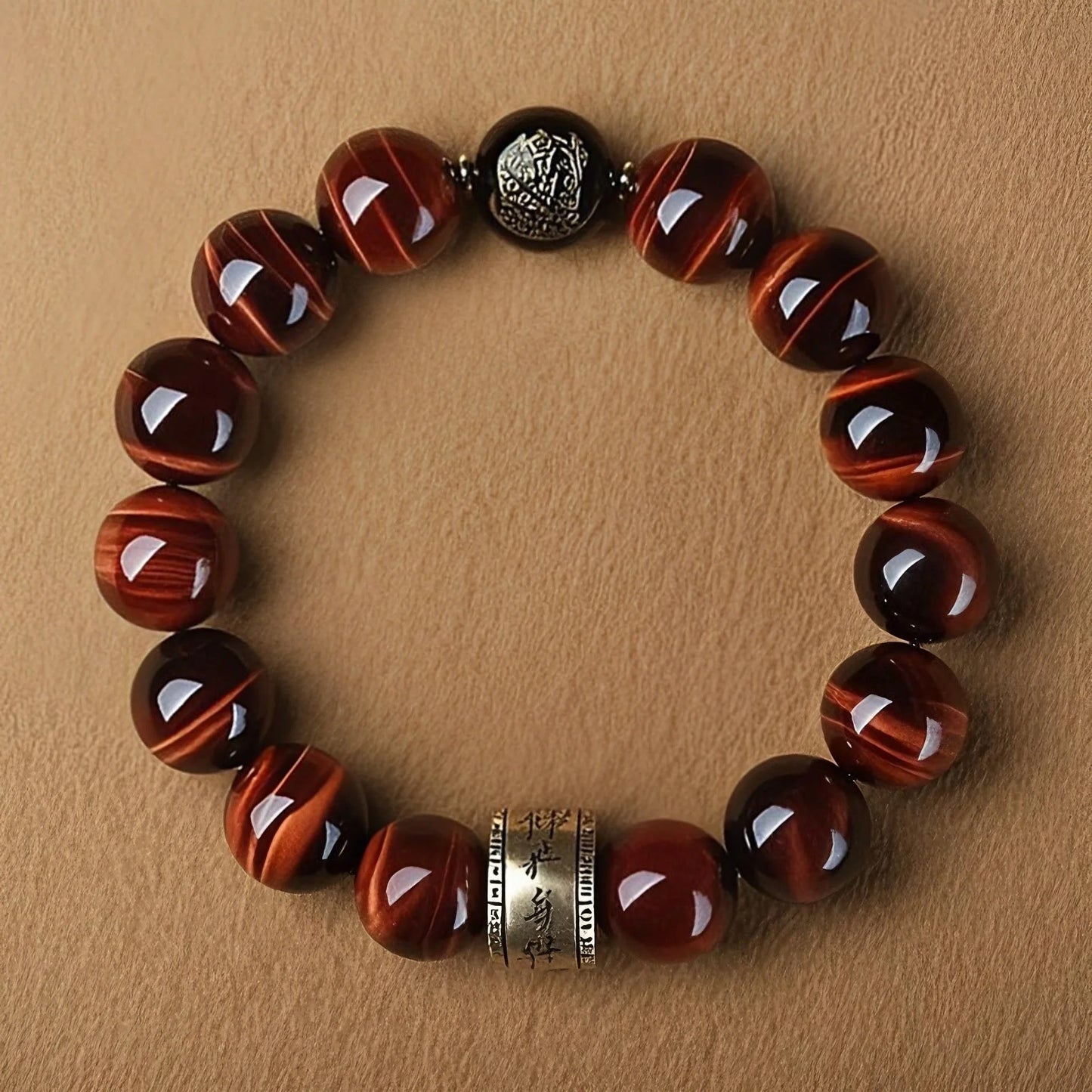 Ember Earth Red-Gold Tiger Eye Bracelet — Fire Lines, Stone Core