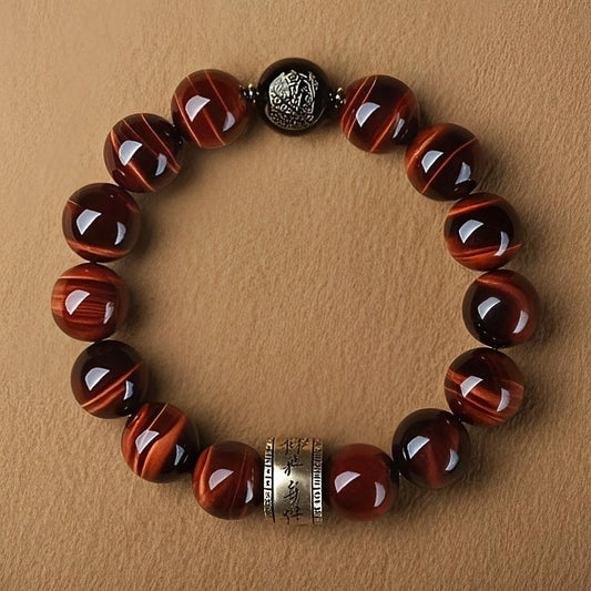 Ember Earth Red-Gold Tiger Eye Bracelet — Fire Lines, Stone Core