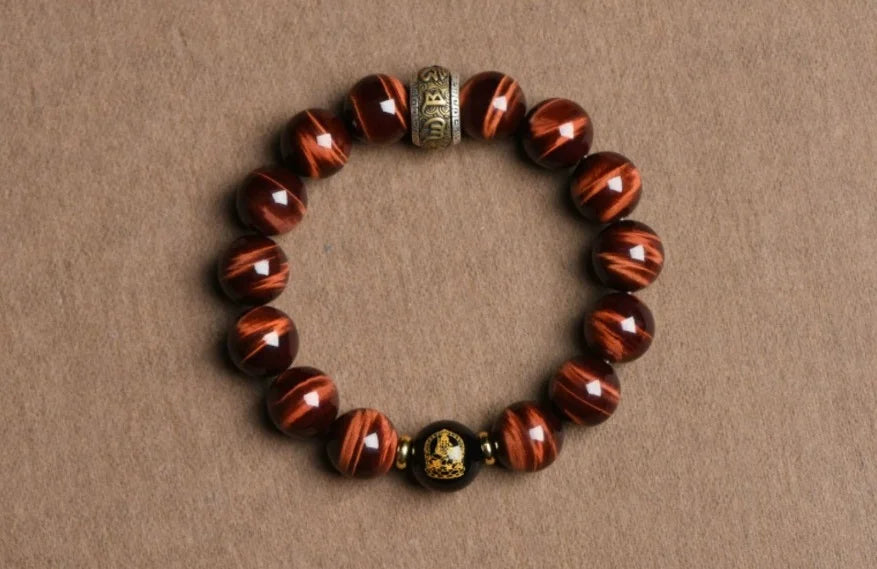 Ember Earth Red-Gold Tiger Eye Bracelet — Fire Lines, Stone Core