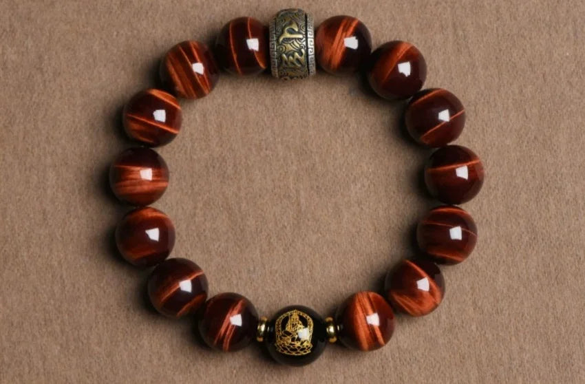 Ember Earth Red-Gold Tiger Eye Bracelet — Fire Lines, Stone Core