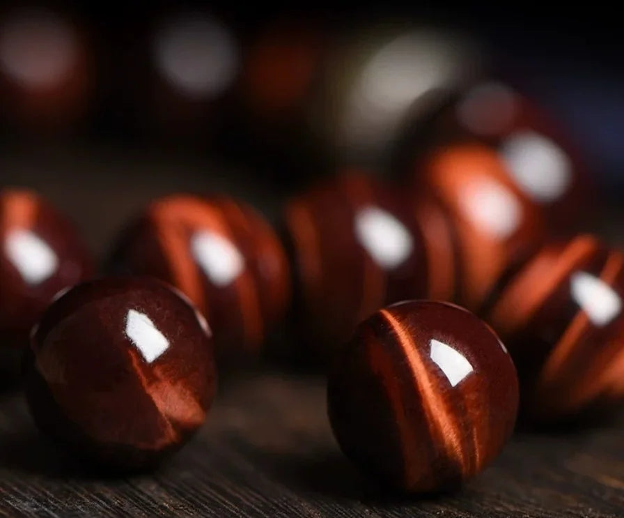 Ember Earth Red-Gold Tiger Eye Bracelet — Fire Lines, Stone Core