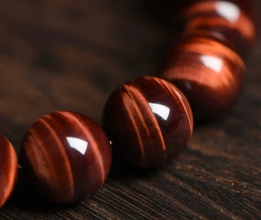 Ember Earth Red-Gold Tiger Eye Bracelet — Fire Lines, Stone Core