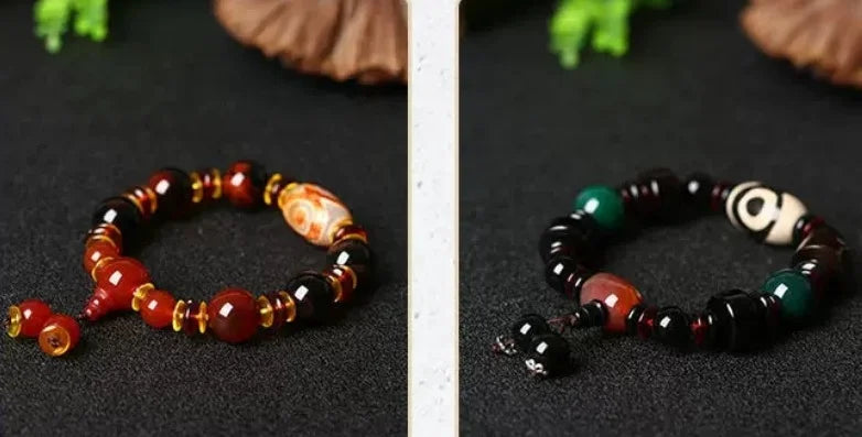 Flowing Fortune Three-Eye Dzi Bracelet — Three Rings, Wealth Drawn Close