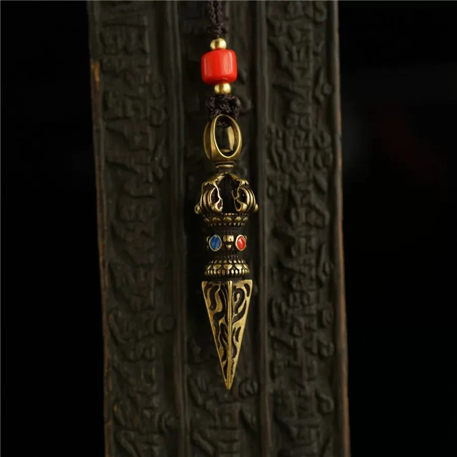 Iron-Willed Brass Vajra Pendant — Five-Pronged, Nothing Passes