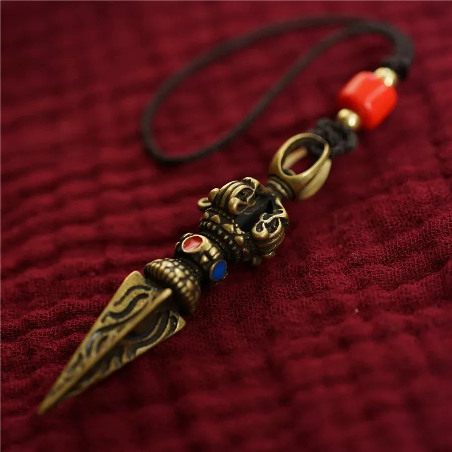 Iron-Willed Brass Vajra Pendant — Five-Pronged, Nothing Passes