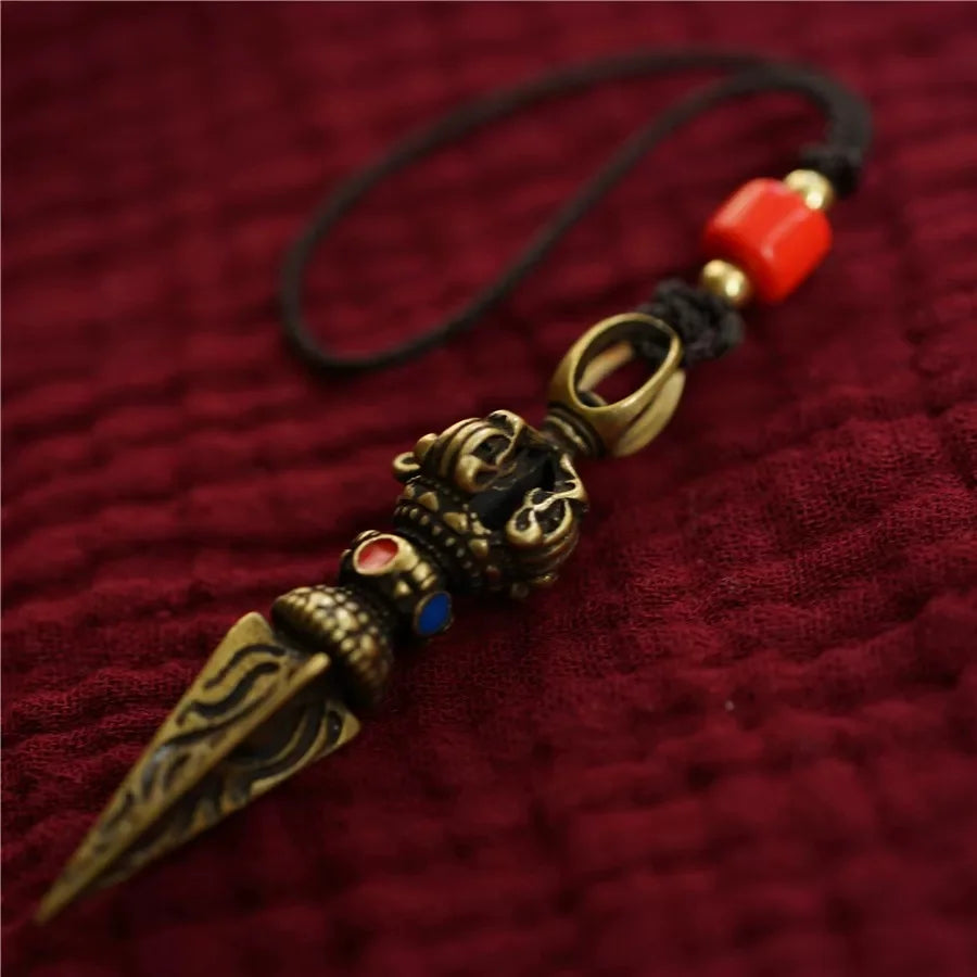 Iron-Willed Brass Vajra Pendant — Five-Pronged, Nothing Passes