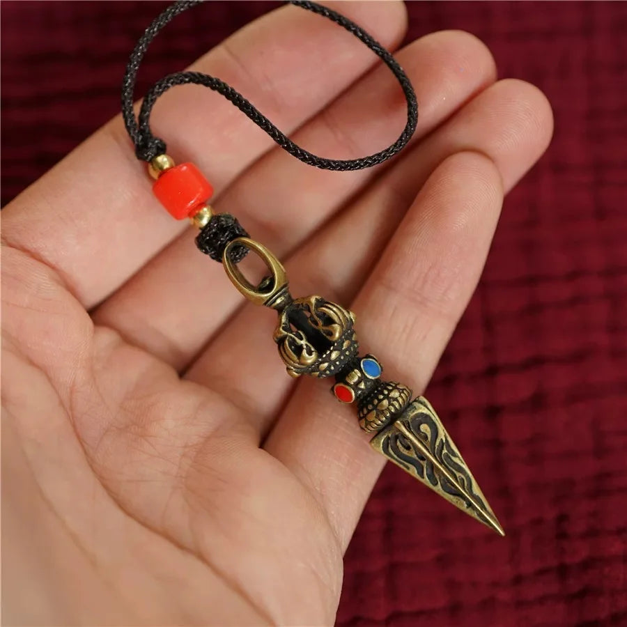 Iron-Willed Brass Vajra Pendant — Five-Pronged, Nothing Passes