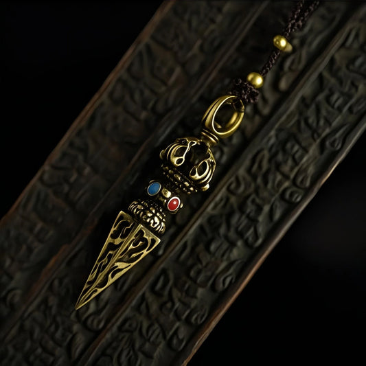 Iron-Willed Brass Vajra Pendant — Five-Pronged, Nothing Passes