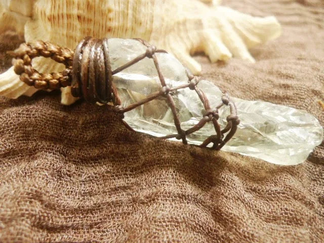 Pure Light Raw Clear Quartz Braided Pendant — Stone Meets Knot, Hand Meets Prayer