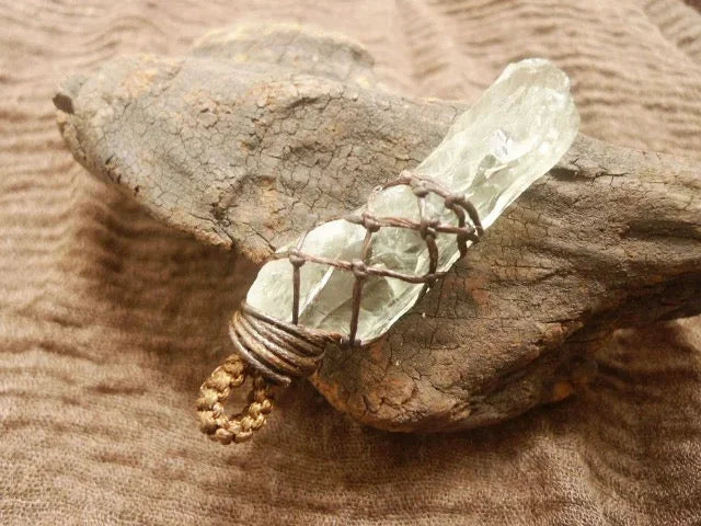 Pure Light Raw Clear Quartz Braided Pendant — Stone Meets Knot, Hand Meets Prayer