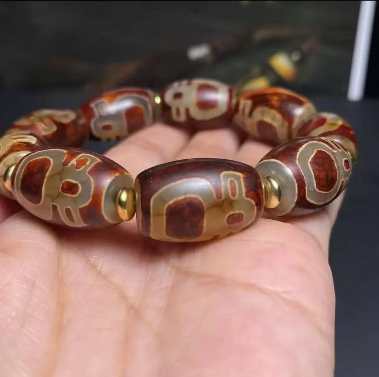 Sacred Wisdom Ser Dzi Bracelet — Blessing and Wisdom, Side by Side