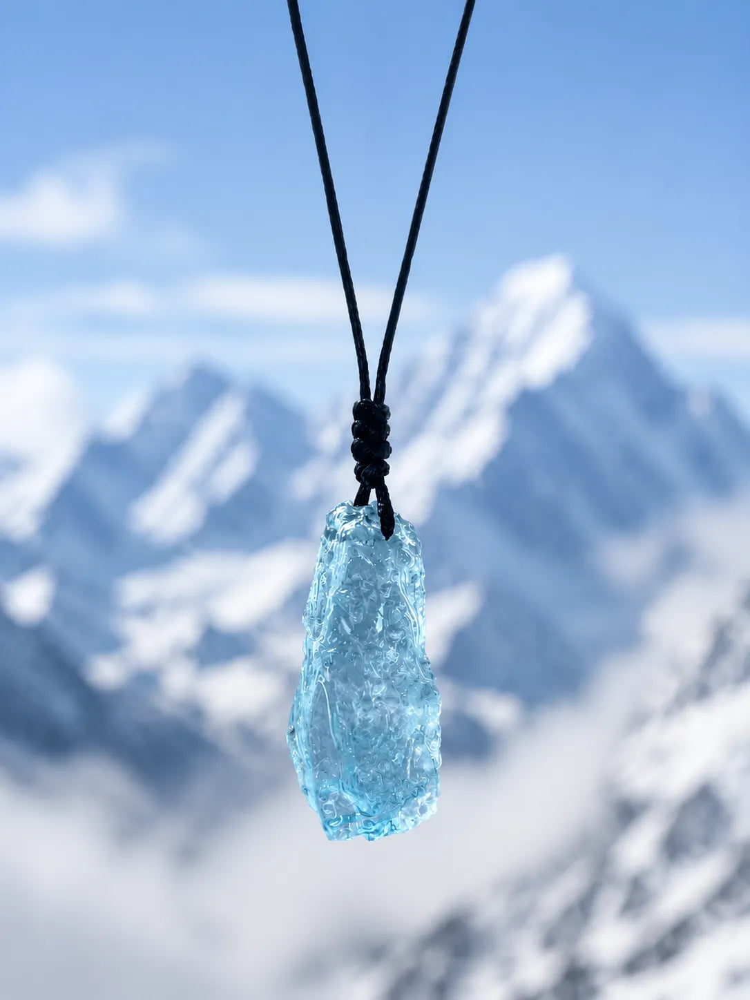 Serene Depth Blue Crystal Pendant — Cool Stone, Quiet Pulse