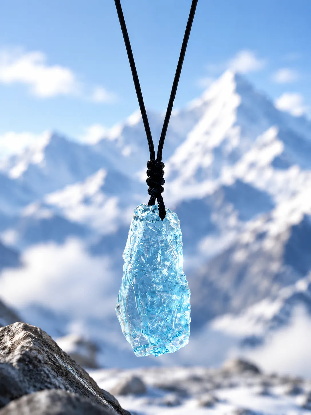 Serene Depth Blue Crystal Pendant — Cool Stone, Quiet Pulse