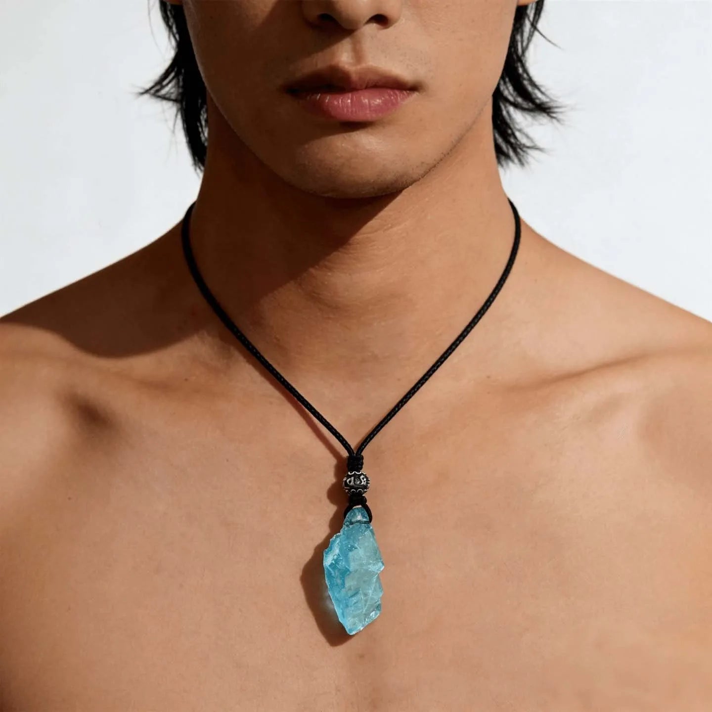 Serene Depth Blue Crystal Pendant — Cool Stone, Quiet Pulse