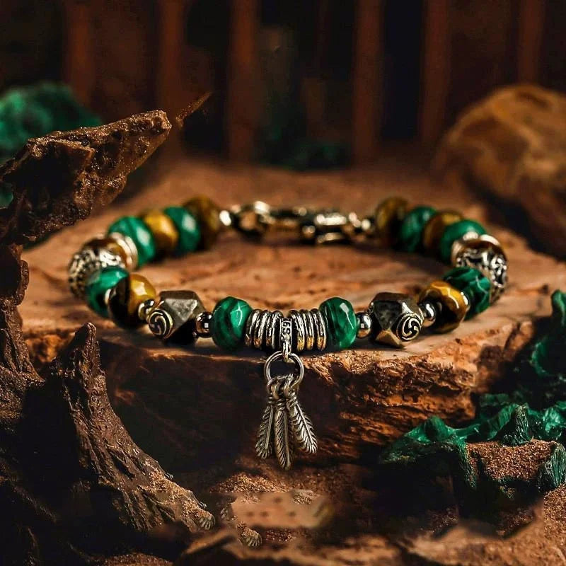 Sheltered Calm Green Shadow Blessing Bracelet — Dark Vein, Quiet Guard