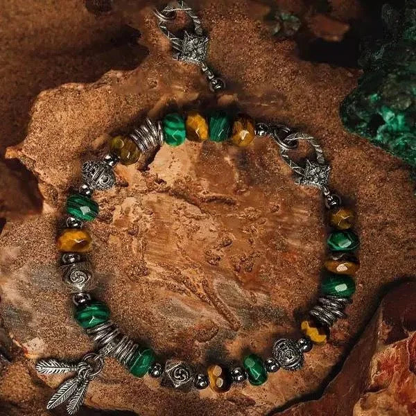 Sheltered Calm Green Shadow Blessing Bracelet — Dark Vein, Quiet Guard