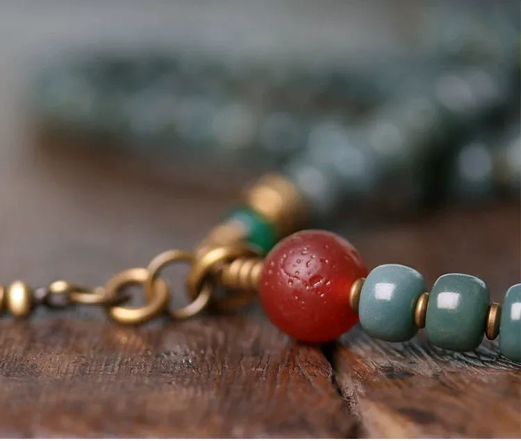 Sky Bodhi 108 Light Blue Mala — Vintage Dzi at the Summit