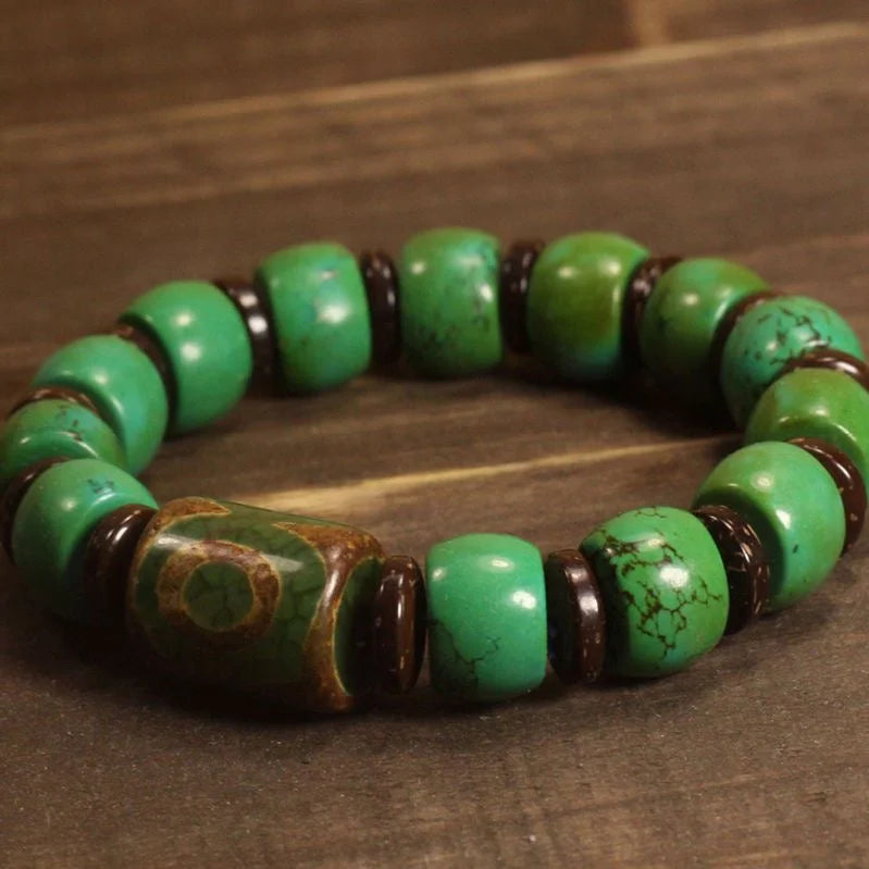 Sky Stone Renewal Turquoise Dzi Bracelet — Growth in Stone, Blue Against Skin