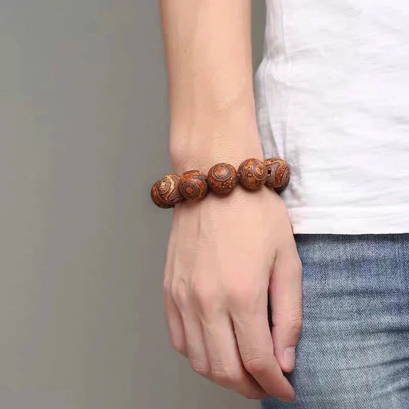Sovereign Crown Nine-Eye Dzi Bracelet — All Eyes, All Energies, One Wrist