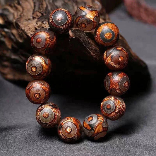 Sovereign Crown Nine-Eye Dzi Bracelet — All Eyes, All Energies, One Wrist
