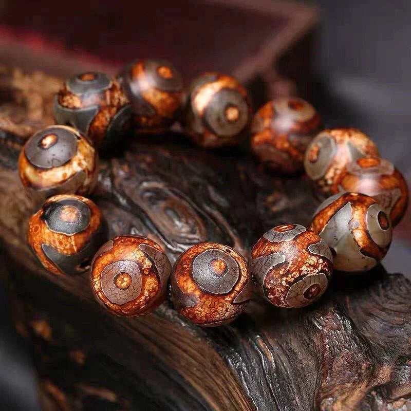 Sovereign Crown Nine-Eye Dzi Bracelet — All Eyes, All Energies, One Wrist