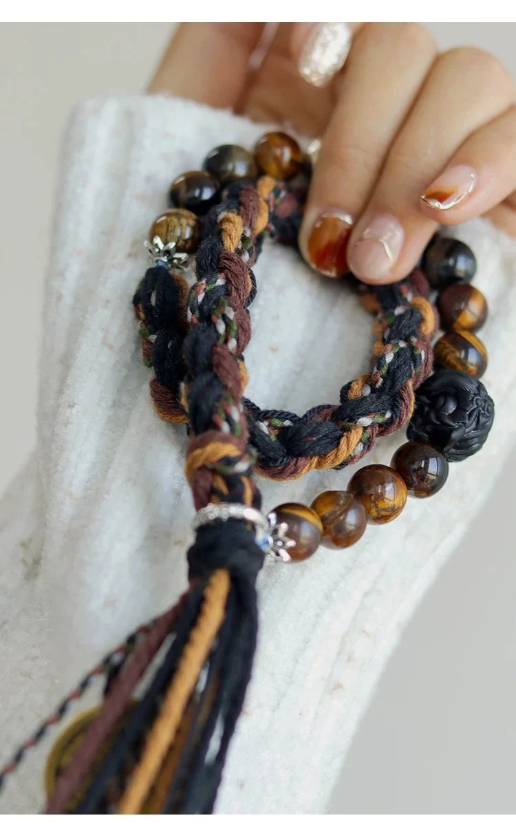 Tibetan Resolve Tiger Eye Bracelet — Bonded in Gold, Worn in Spirit