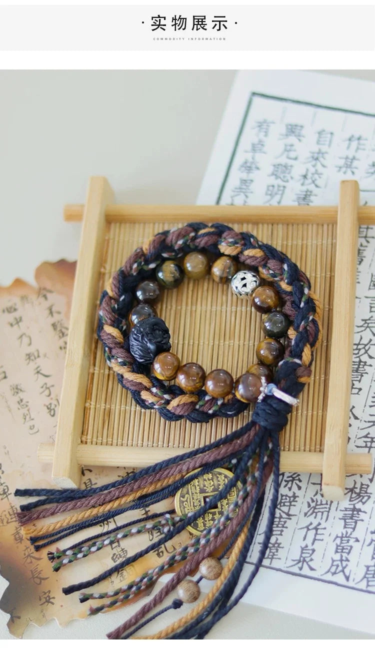 Tibetan Resolve Tiger Eye Bracelet — Bonded in Gold, Worn in Spirit