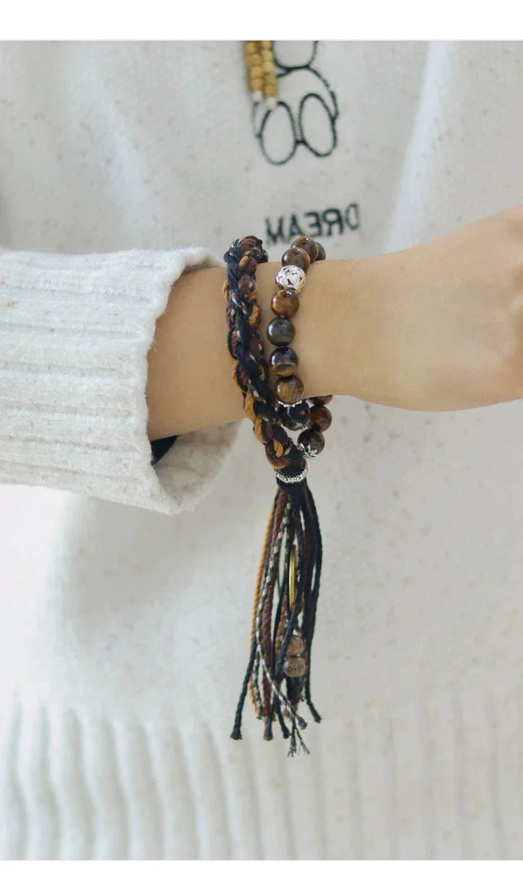 Tibetan Resolve Tiger Eye Bracelet — Bonded in Gold, Worn in Spirit