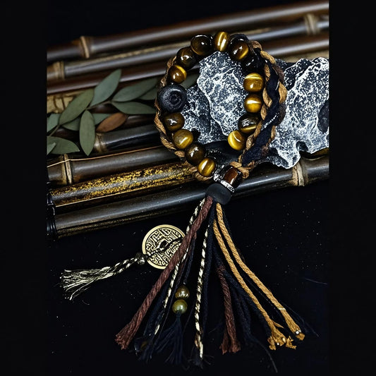 Tibetan Resolve Tiger Eye Bracelet — Bonded in Gold, Worn in Spirit