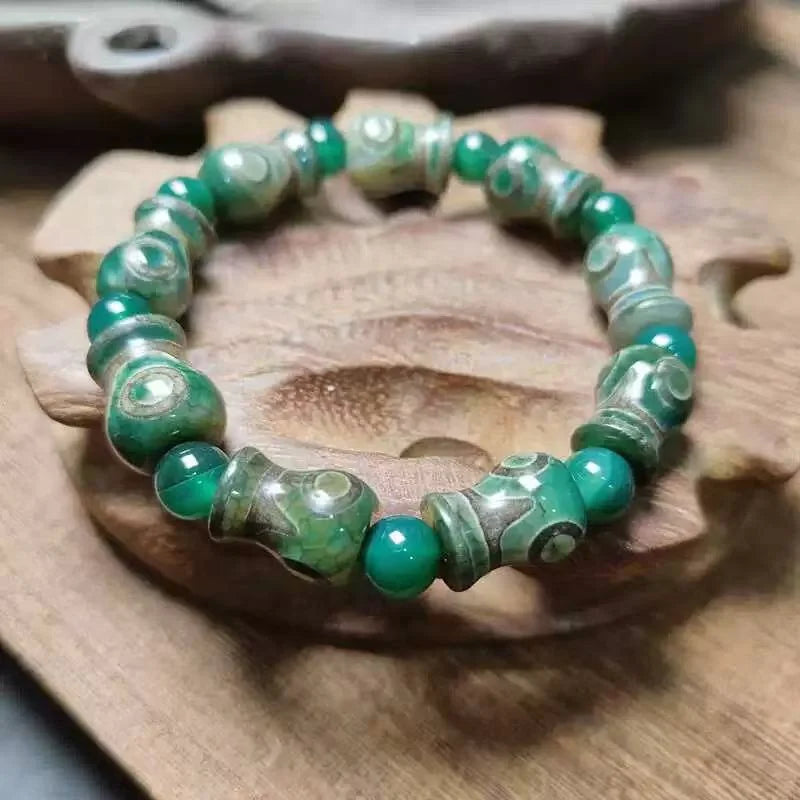 Wealth-Flowing Treasure Vase Dzi Bracelet — The Vessel That Never Empties