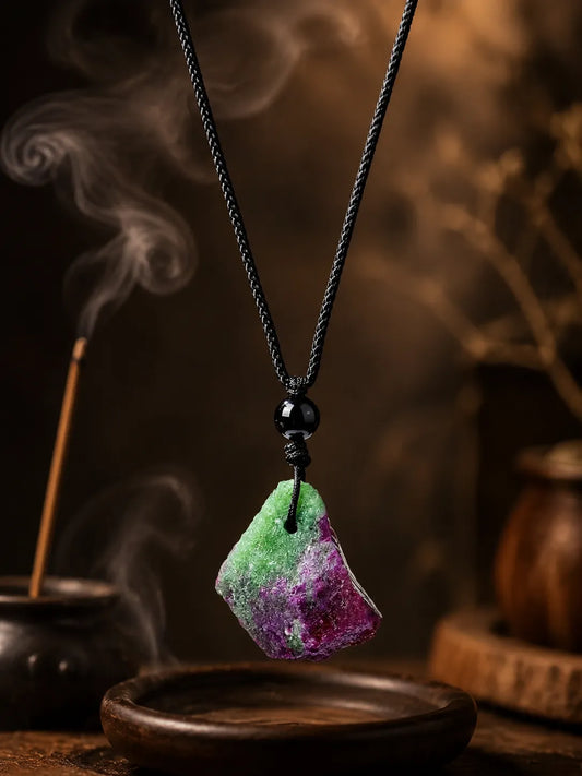 Zoisite Earth Pendant — Green Fire